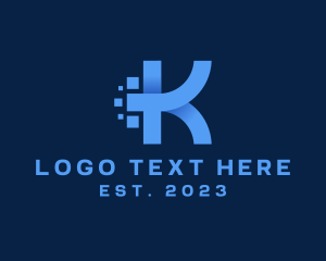 Web Design - 3D Pixel Digital Letter K logo design