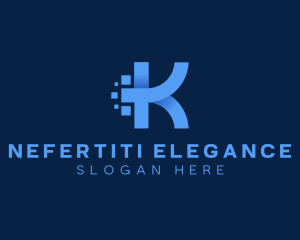 3D Pixel Digital Letter K logo design