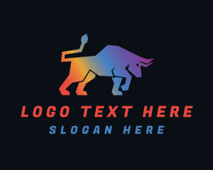 Bull - Gradient Rainbow Bull logo design