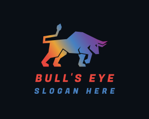 Gradient Rainbow Bull logo design