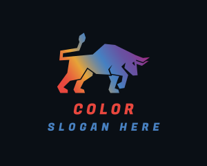 Animal - Gradient Rainbow Bull logo design