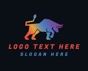 Creative Agency - Gradient Rainbow Bull logo design