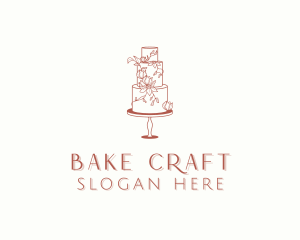 Floral Wedding Cake logo design