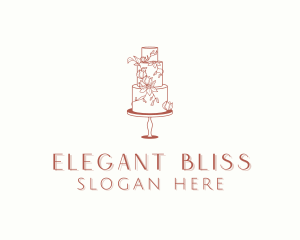 Wedding - Floral Wedding Cake logo design