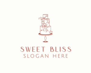 Floral Wedding Cake logo design