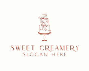 Floral Wedding Cake logo design