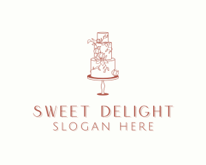 Floral Wedding Cake logo design