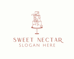 Floral Wedding Cake logo design