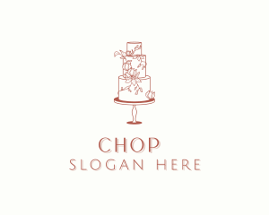 Wedding - Floral Wedding Cake logo design