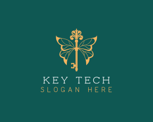 Butterfly Wings Key logo design