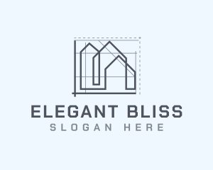 House Architecture Blueprint Logo