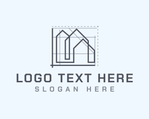 Minimalist - House Architecture Blueprint logo design