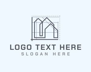 House Architecture Blueprint Logo