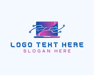 Troubleshoot - Laptop Cyber Programming logo design