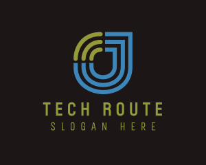 Router - Wifi Letter J Tech logo design