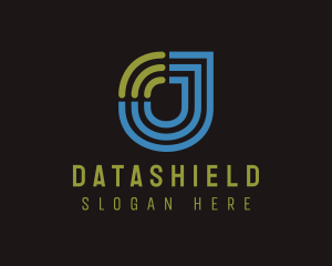 Data - Wifi Letter J Tech logo design