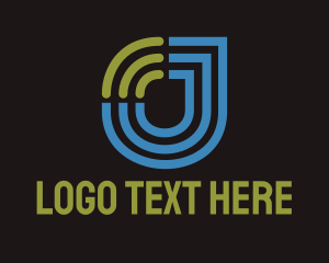Router - Wifi Letter J Tech logo design