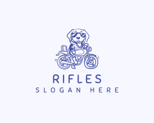 Riding Motorcycle Dog Logo