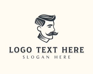 Mustache - Haircut Barbering Grooming logo design