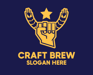 Brewer - Barley Star Hand logo design