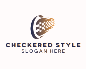 Checkered - Wheel Racing Flag logo design