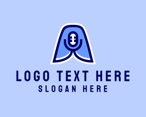 Broadcasting - Podcast Radio Mic logo design
