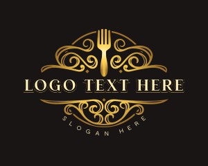 Cooking - Luxury Fork Restaurant logo design
