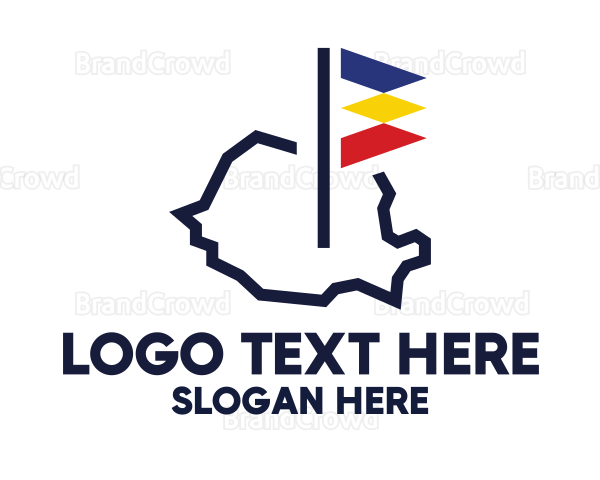 Romania Flag Map Logo
