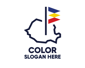 Island - Romania Flag Map logo design