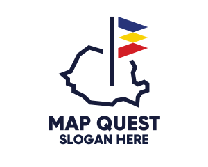 Romania Flag Map logo design