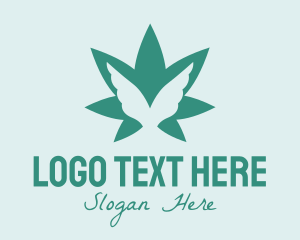 Feather - Flying Cannabis Wings logo design