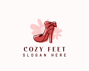 Slippers - Elegant Flower Stiletto logo design