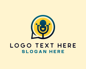 Broadcasting - Microphone Talk Podcast logo design