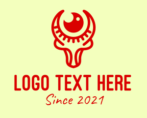 Moon - Red Ox Zodiac Sign logo design