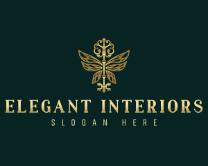 Elegant Butterfly Key logo design