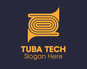 Tuba - Golden Trumpet Instrument logo design