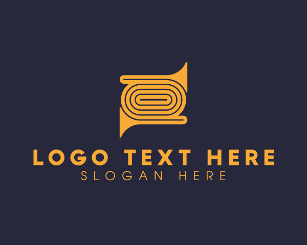 Tuba - Golden Trumpet Instrument logo design