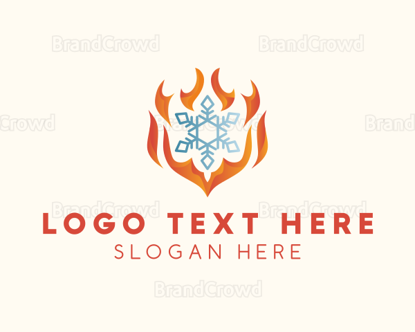 Flame Heat Snowflake Logo