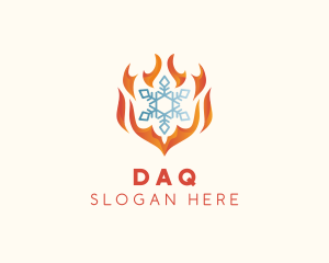 Flame Heat Snowflake  Logo