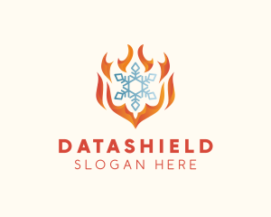 Flame Heat Snowflake  Logo