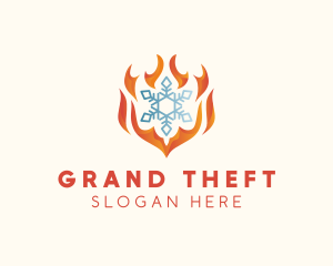 Refrigeration - Flame Heat Snowflake logo design