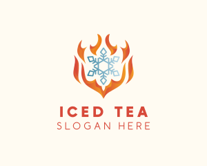 Flame Heat Snowflake  logo design