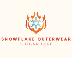 Flame Heat Snowflake  logo design