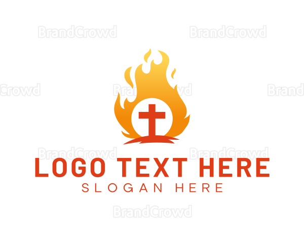 Holy Crucifix Flame Logo