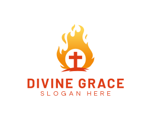Jesus - Holy Crucifix Flame logo design