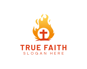 Belief - Holy Crucifix Flame logo design