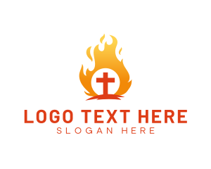 Catholic - Holy Crucifix Flame logo design