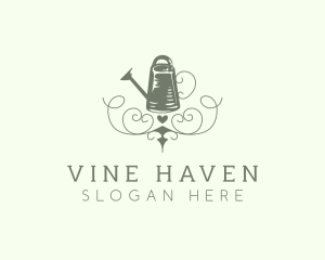 Vine Plant Watering Can logo design