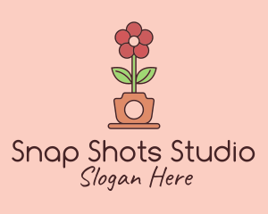 Camera Lens - Flower Pot Photography logo design
