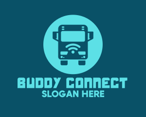 Blue Wifi Bus logo design